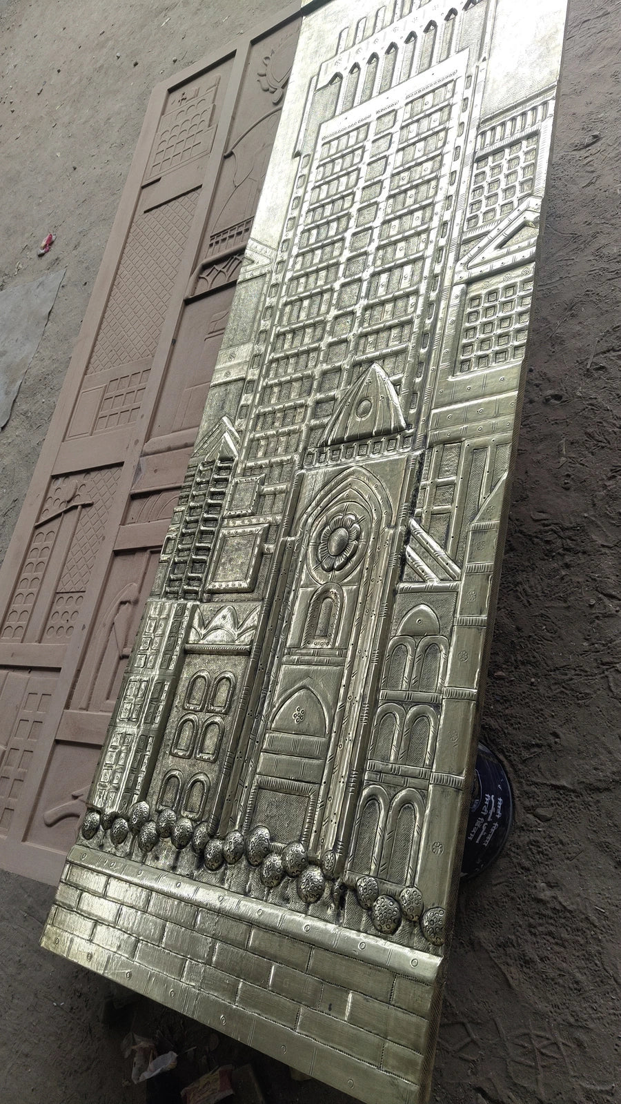 Handcrafted Brass Mounted Wall Panel