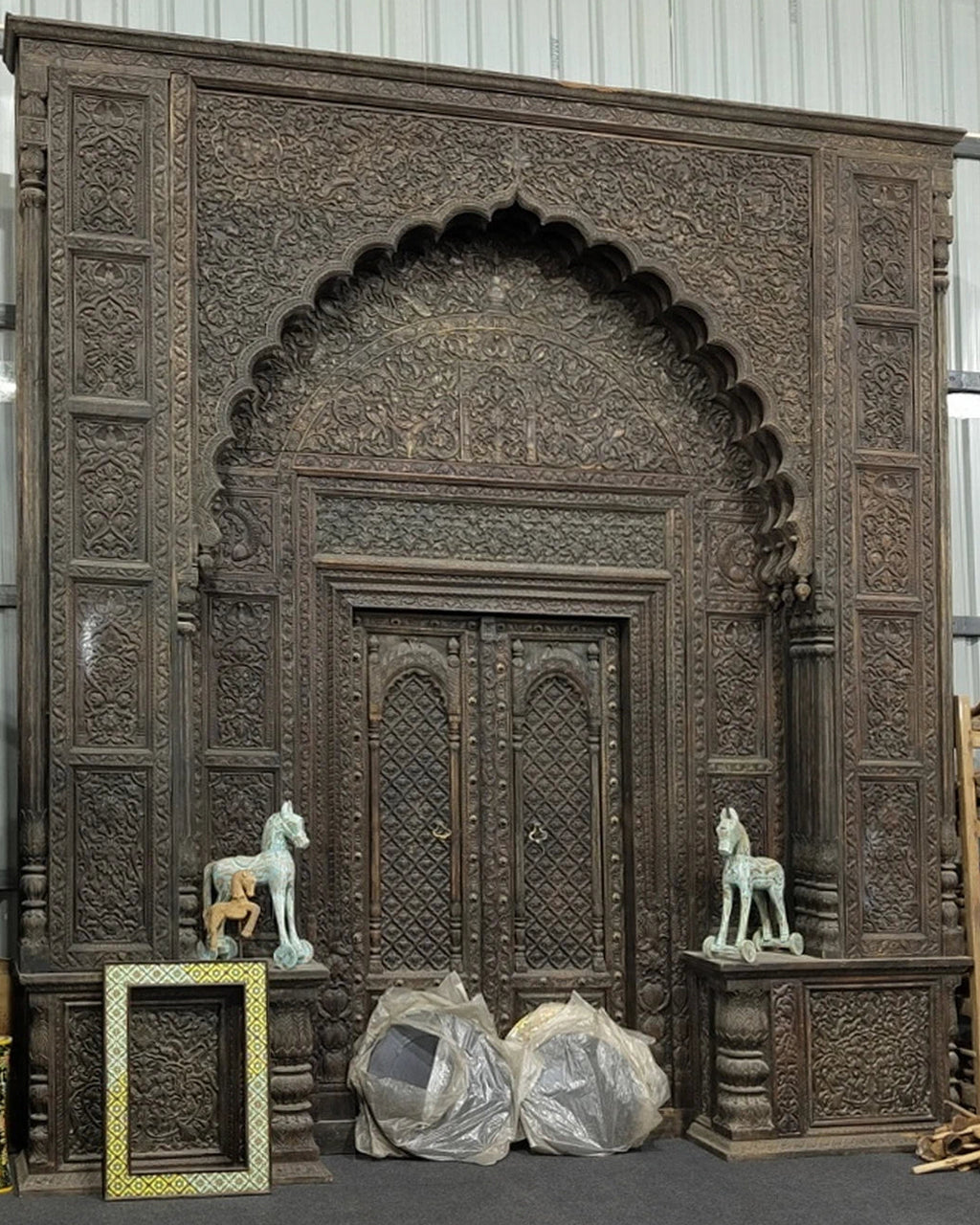 Hand-Carved Mango Wood Architectural Door