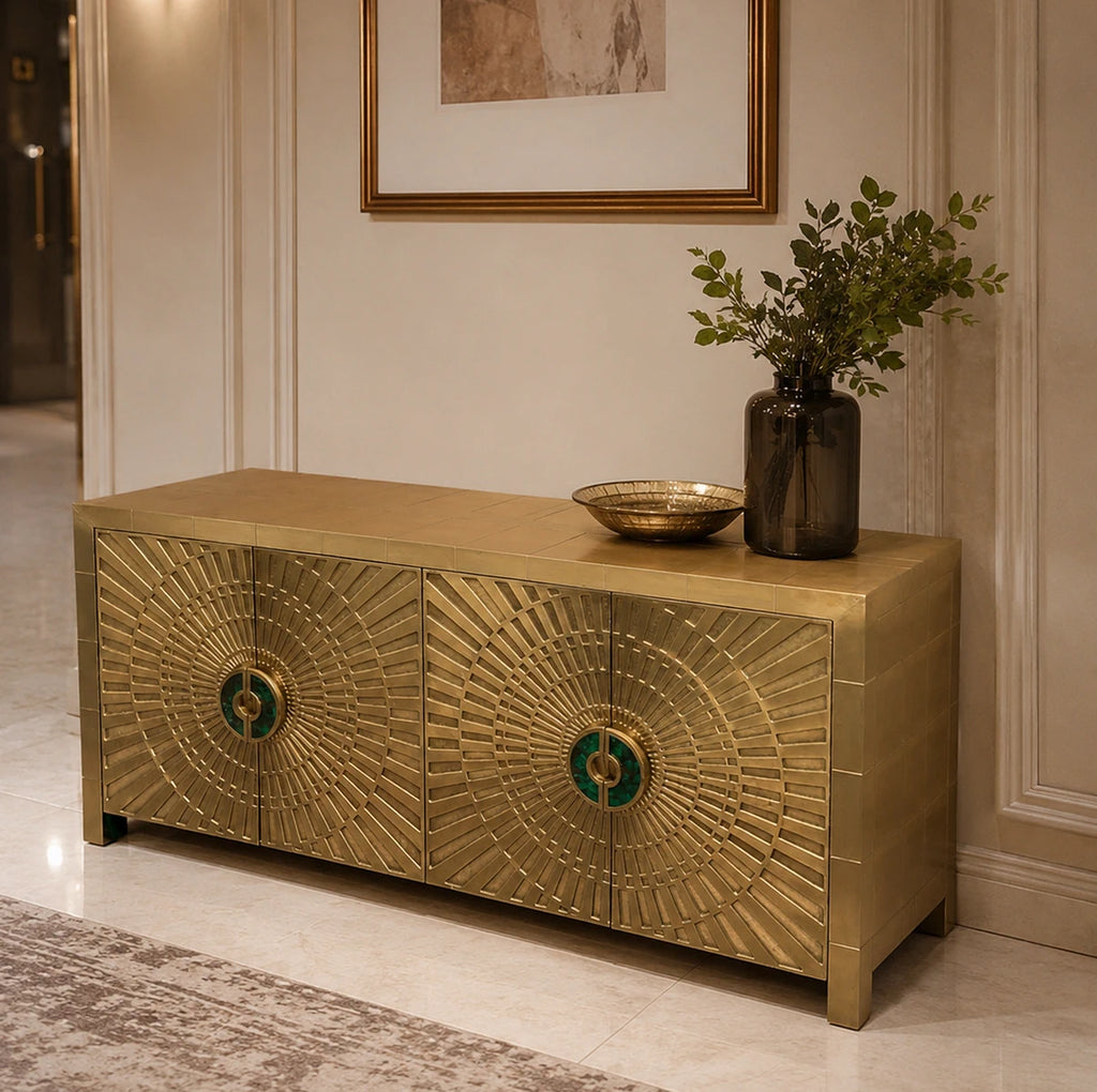 Celestial Storage Cabinet With Melachite Handles Large