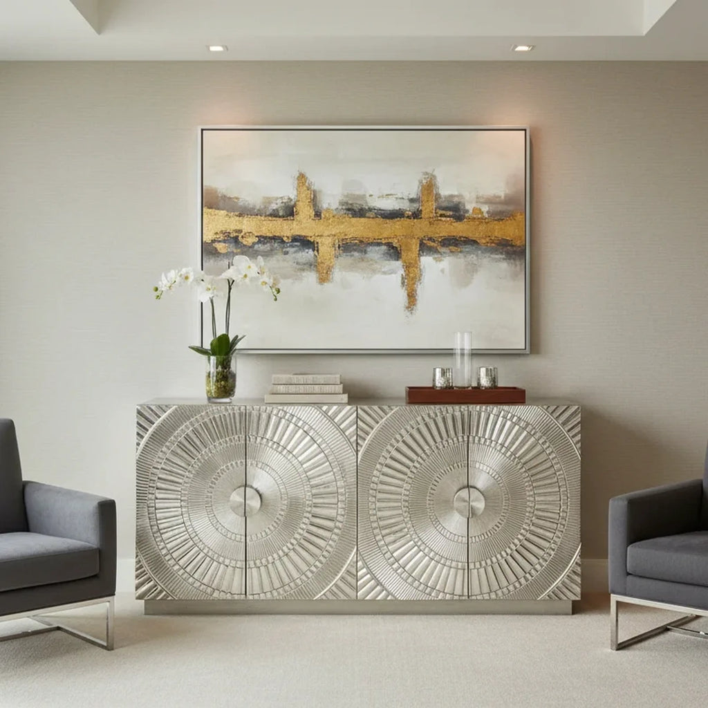 Luxury Storage Cabinet with White Metal Mounted Large