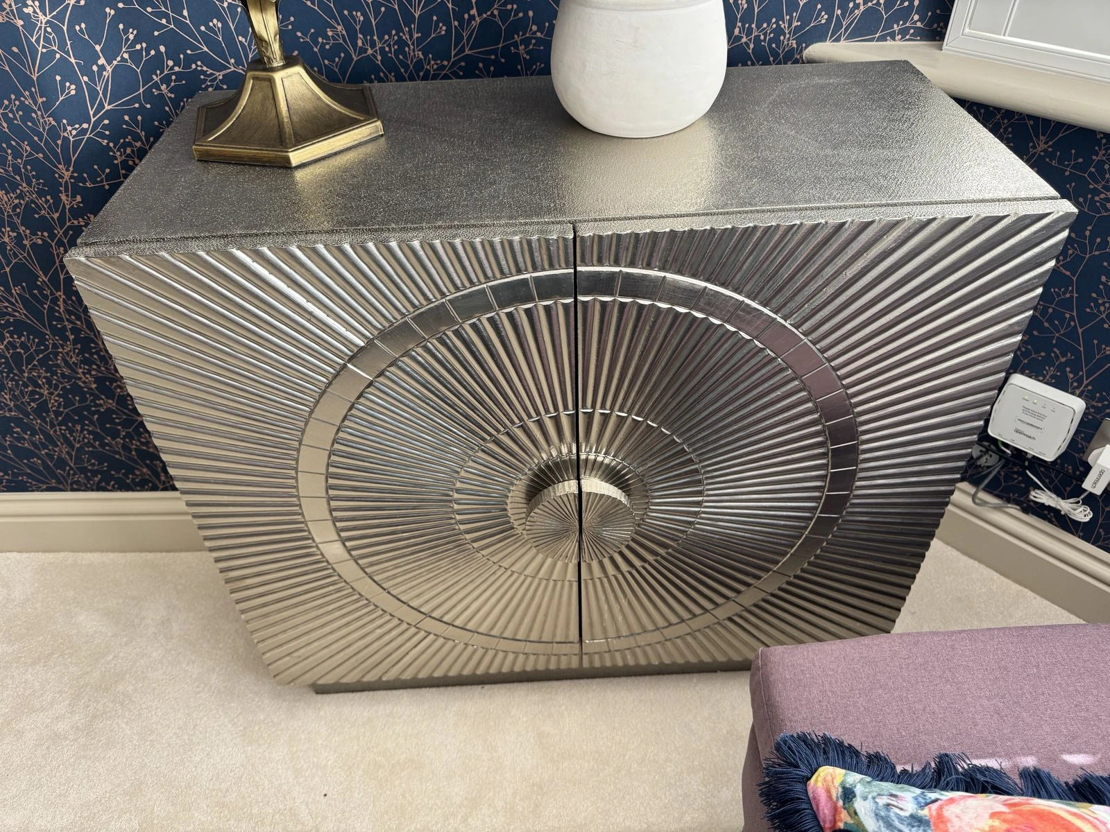 Luxury Storage Cabinet with White Metal Mounted Small