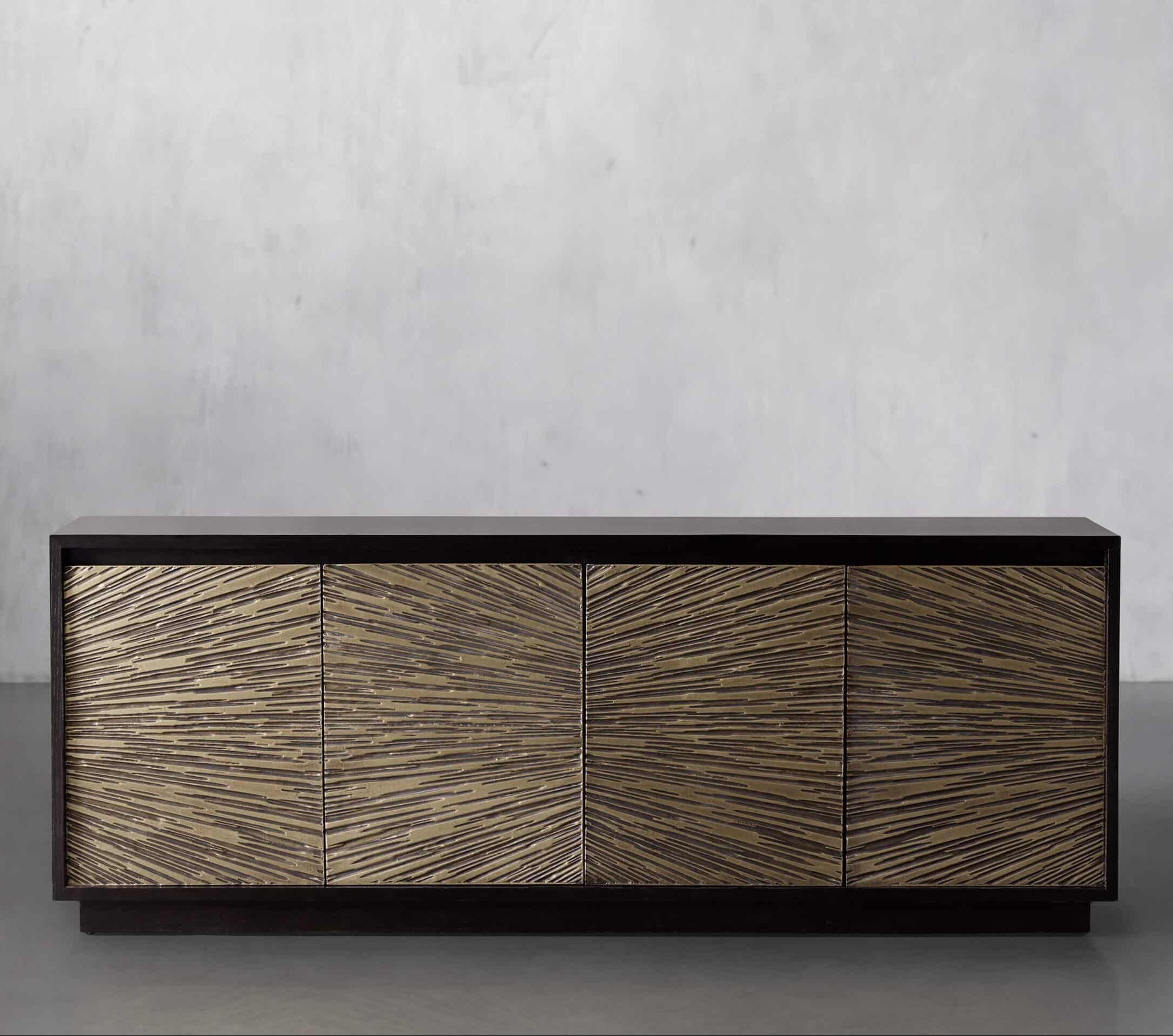 Contemporary Brass Mounted  Buffet Cabinet