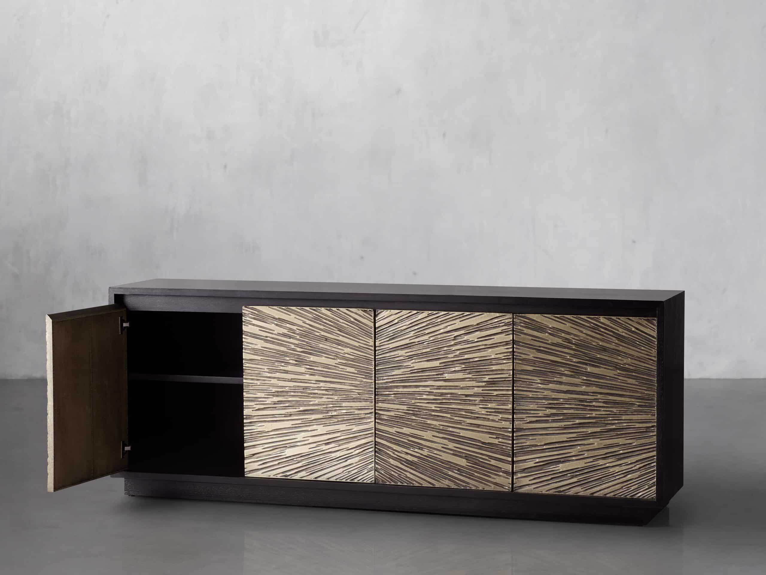 Contemporary Brass Mounted  Buffet Cabinet