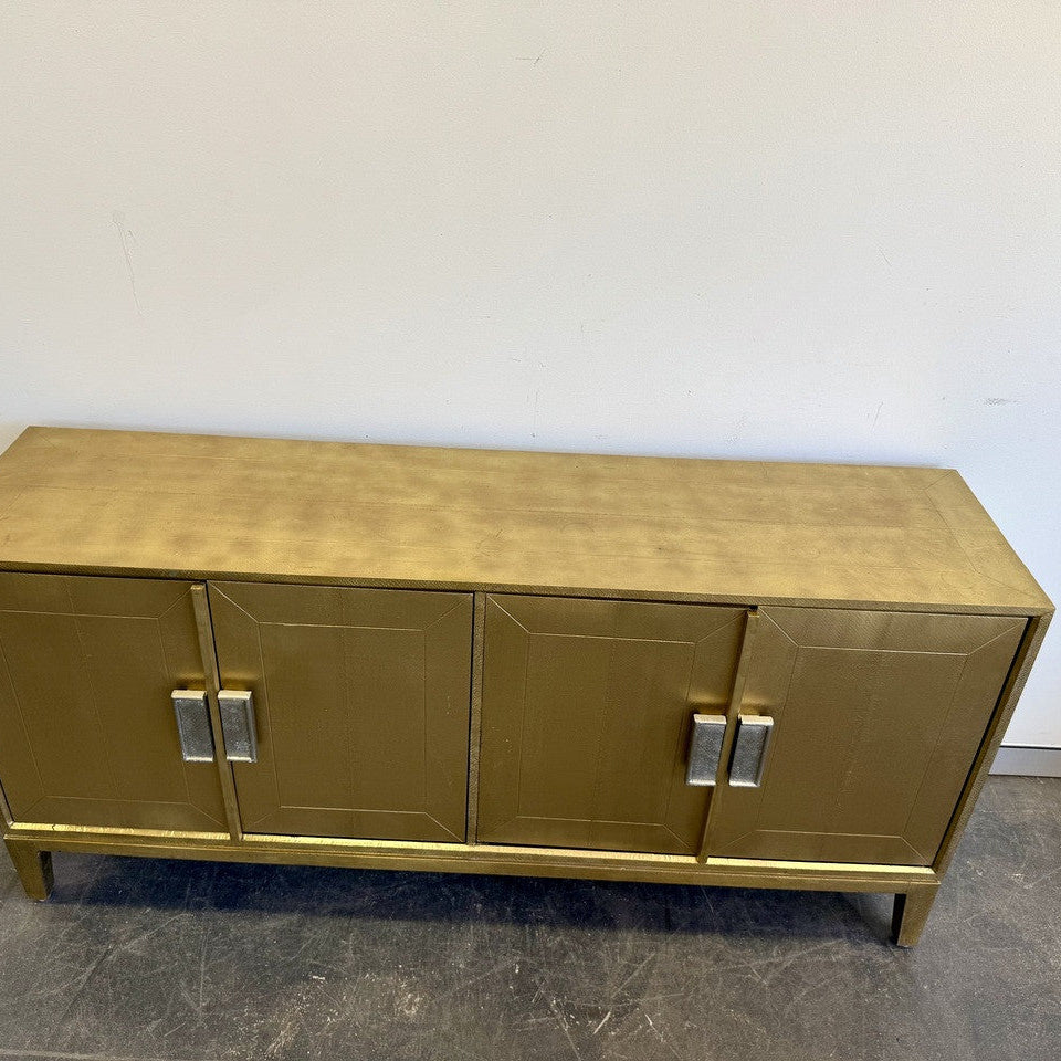Plain Brass Mounted 4 Door Buffet Cabinet