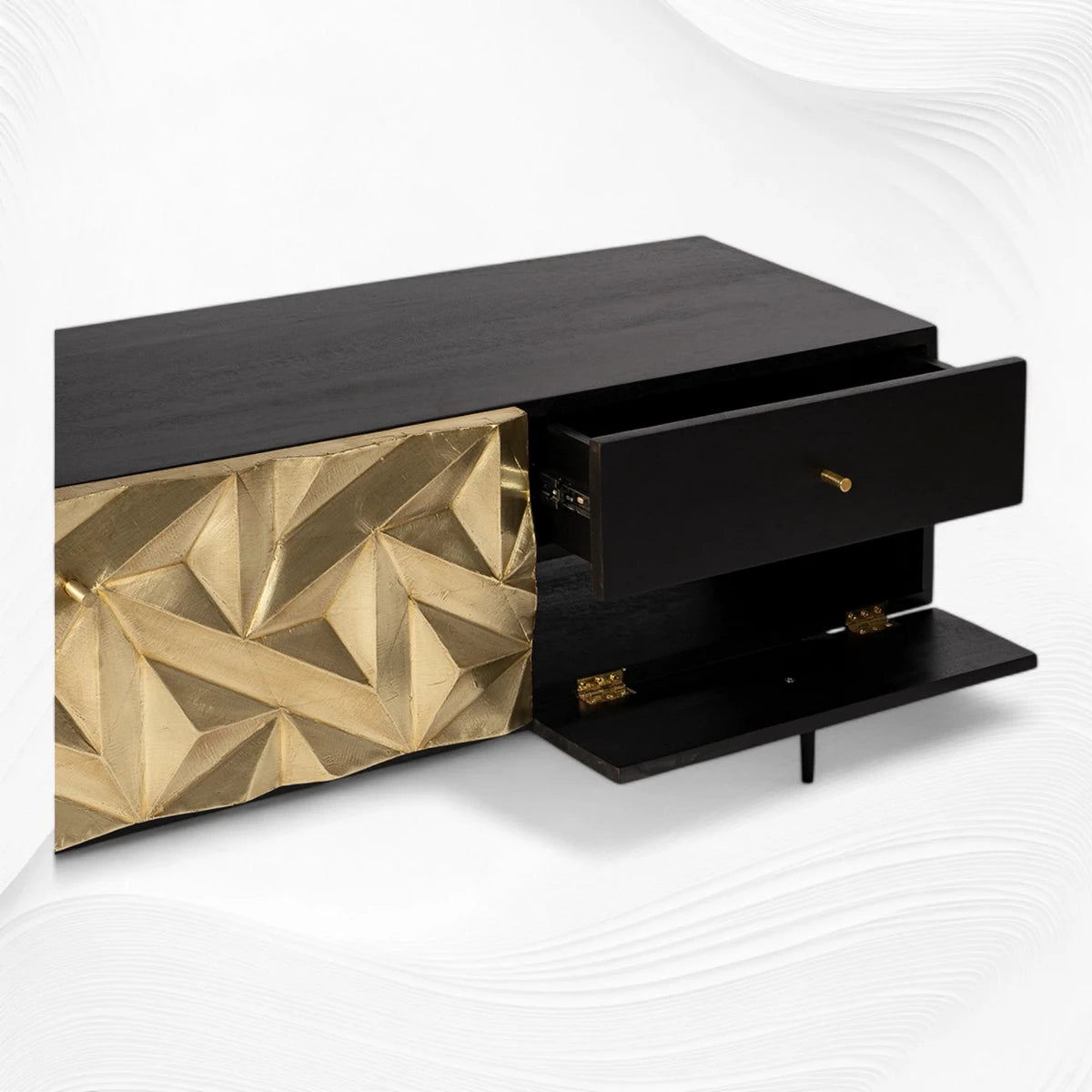 Handcrafted Brass Sheet Mounted TV Console