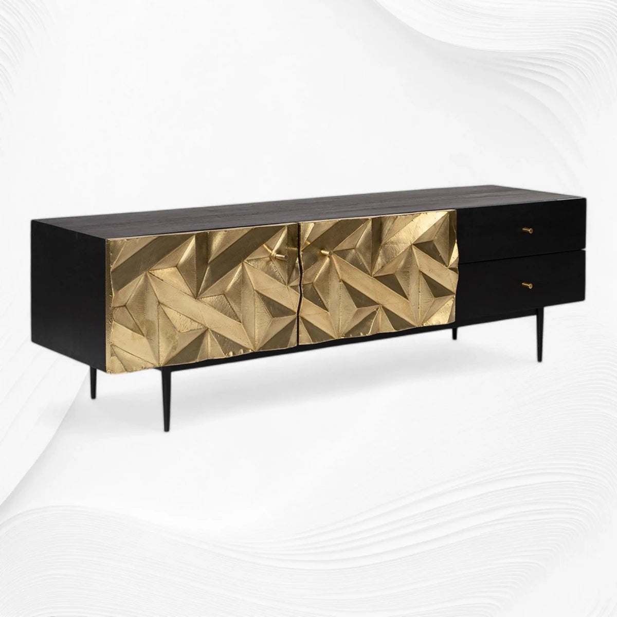 Handcrafted Brass Sheet Mounted TV Console