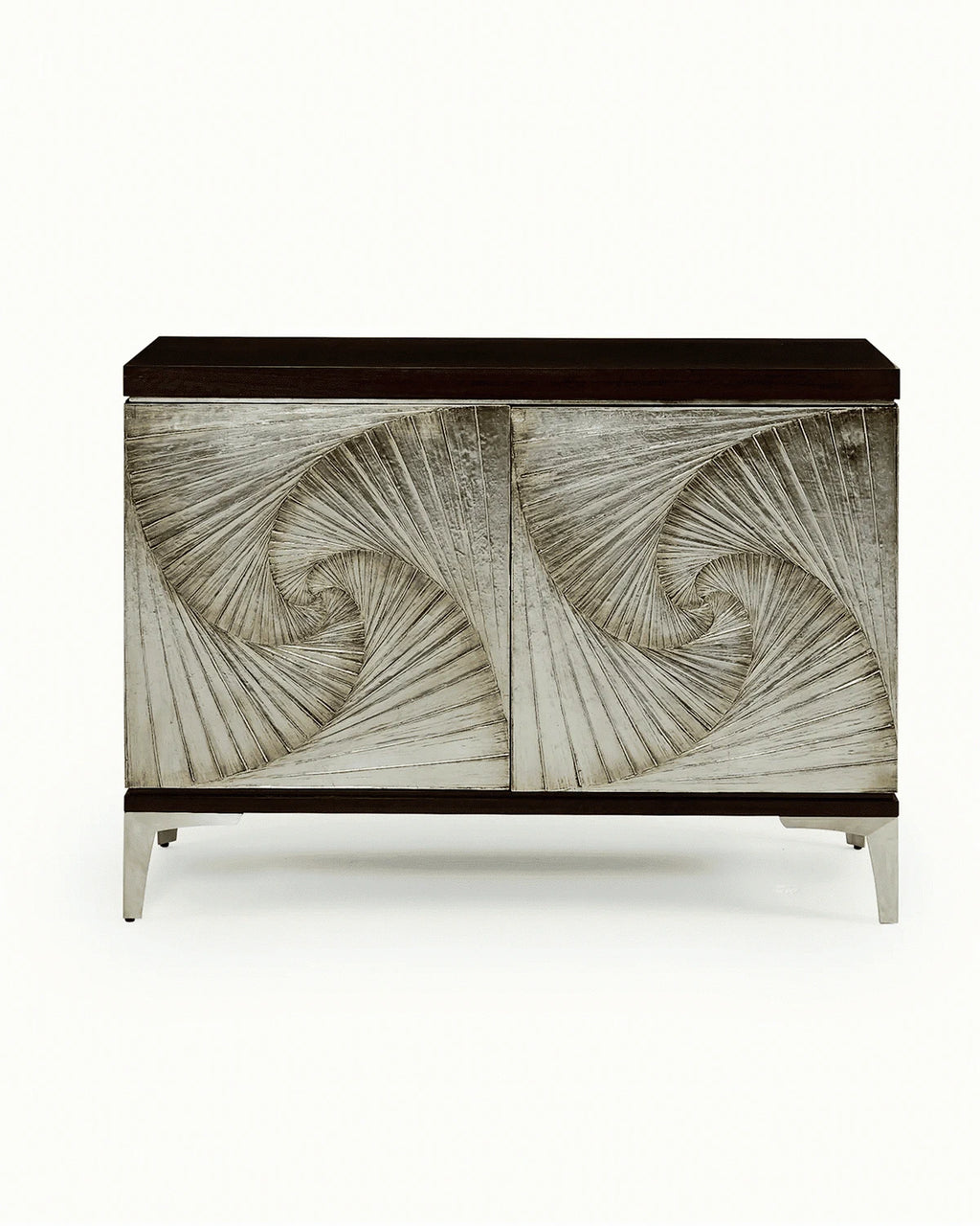 Spiral Design White Metal Mounted Cabinet