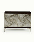 Spiral Design White Metal Mounted Cabinet
