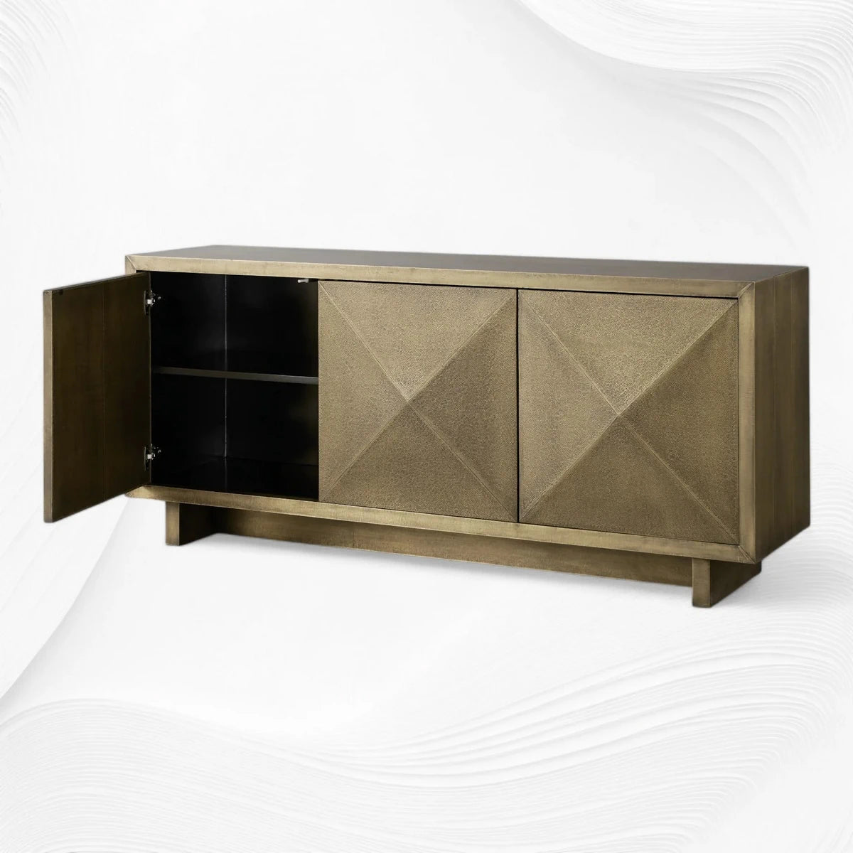 Handcrafted Dotted Brass Sheet Mounted TV Console