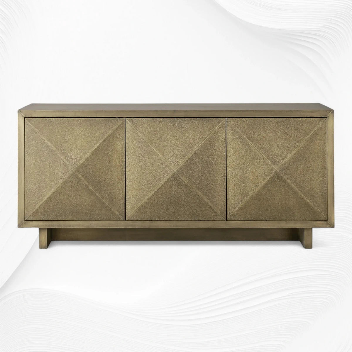 Handcrafted Dotted Brass Sheet Mounted TV Console