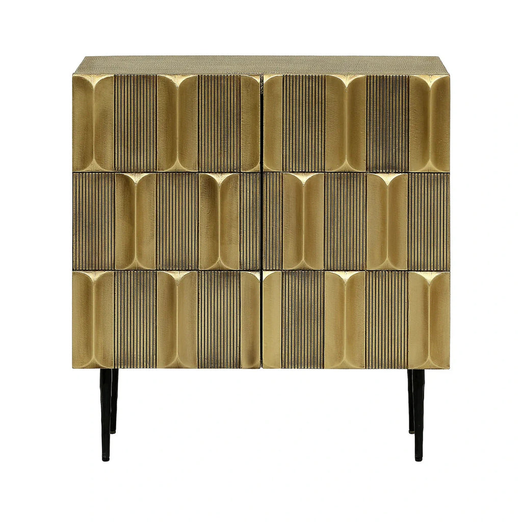 Radiant Geometric Brass mounted 2 Door Designer Cabinet Small