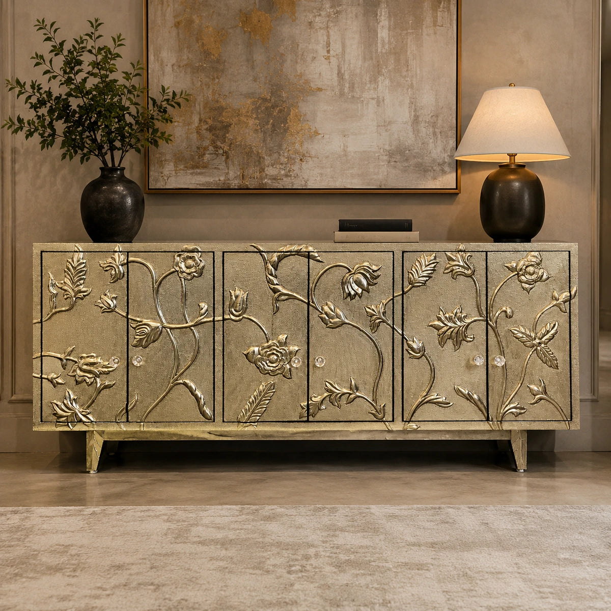 Floral design Hancrafted Metal Mount Cabinet