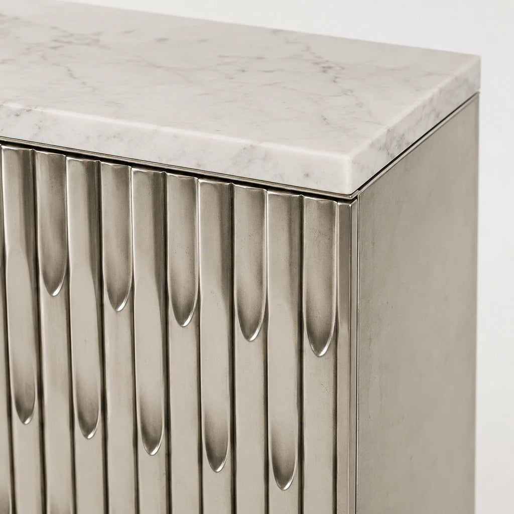 Flute White Metal Console