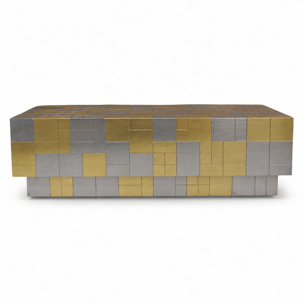 Concentric Brass and White Metal Coffee Table