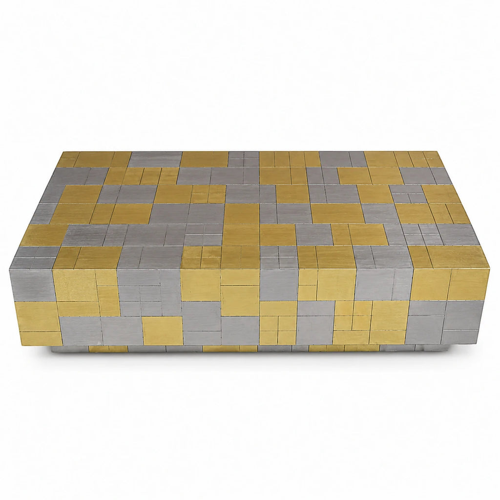 Concentric Brass and White Metal Coffee Table