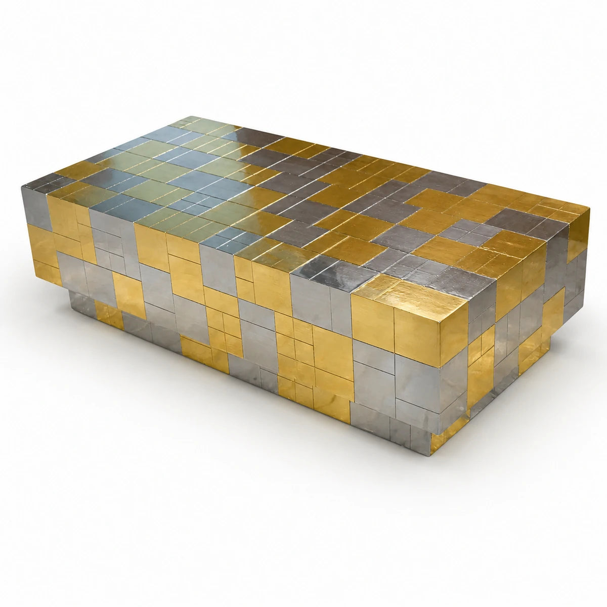 Concentric Brass and White Metal Coffee Table