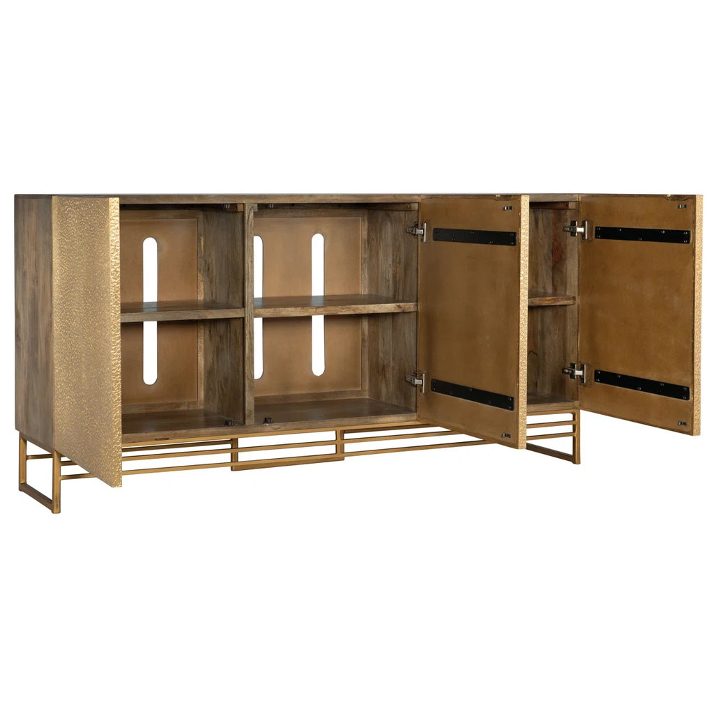 Contemporary Brass Console with Handcrafted Texture