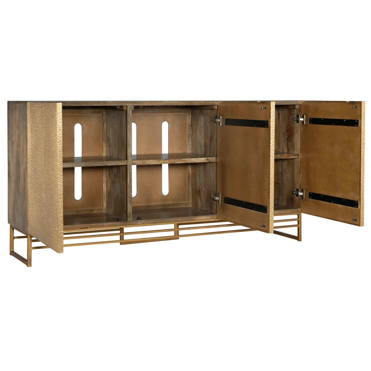 Contemporary Brass Console with Handcrafted Texture