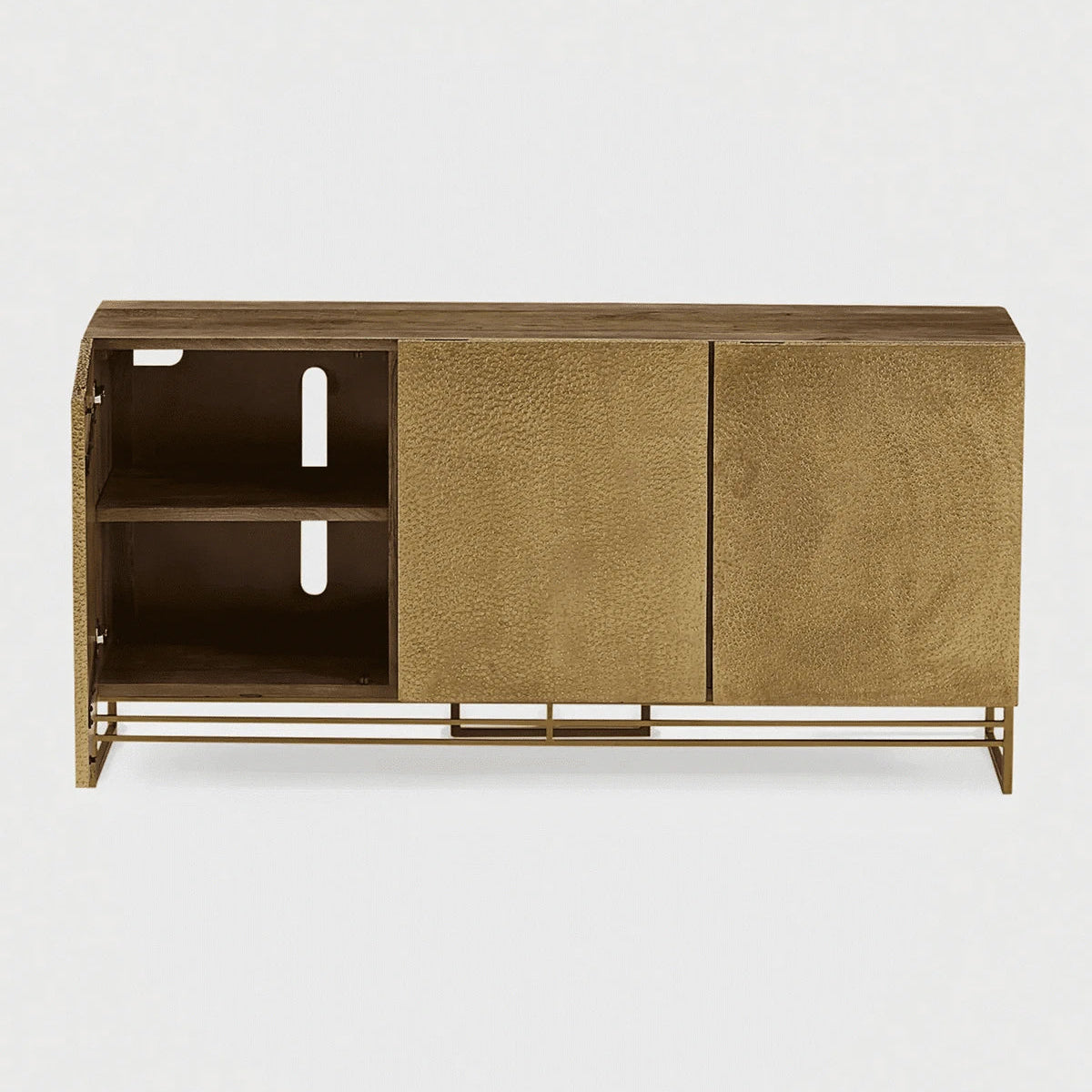 Contemporary Brass Console with Handcrafted Texture