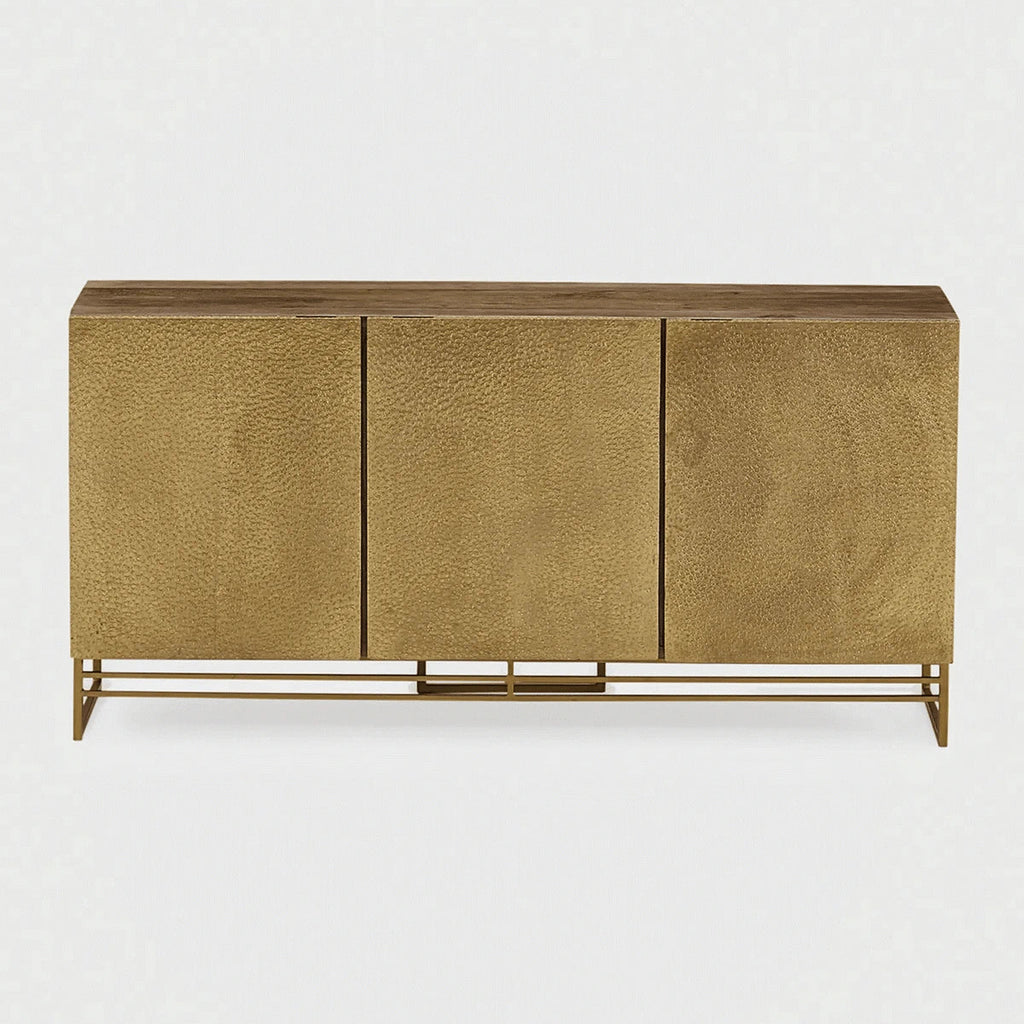 Contemporary Brass Console with Handcrafted Texture