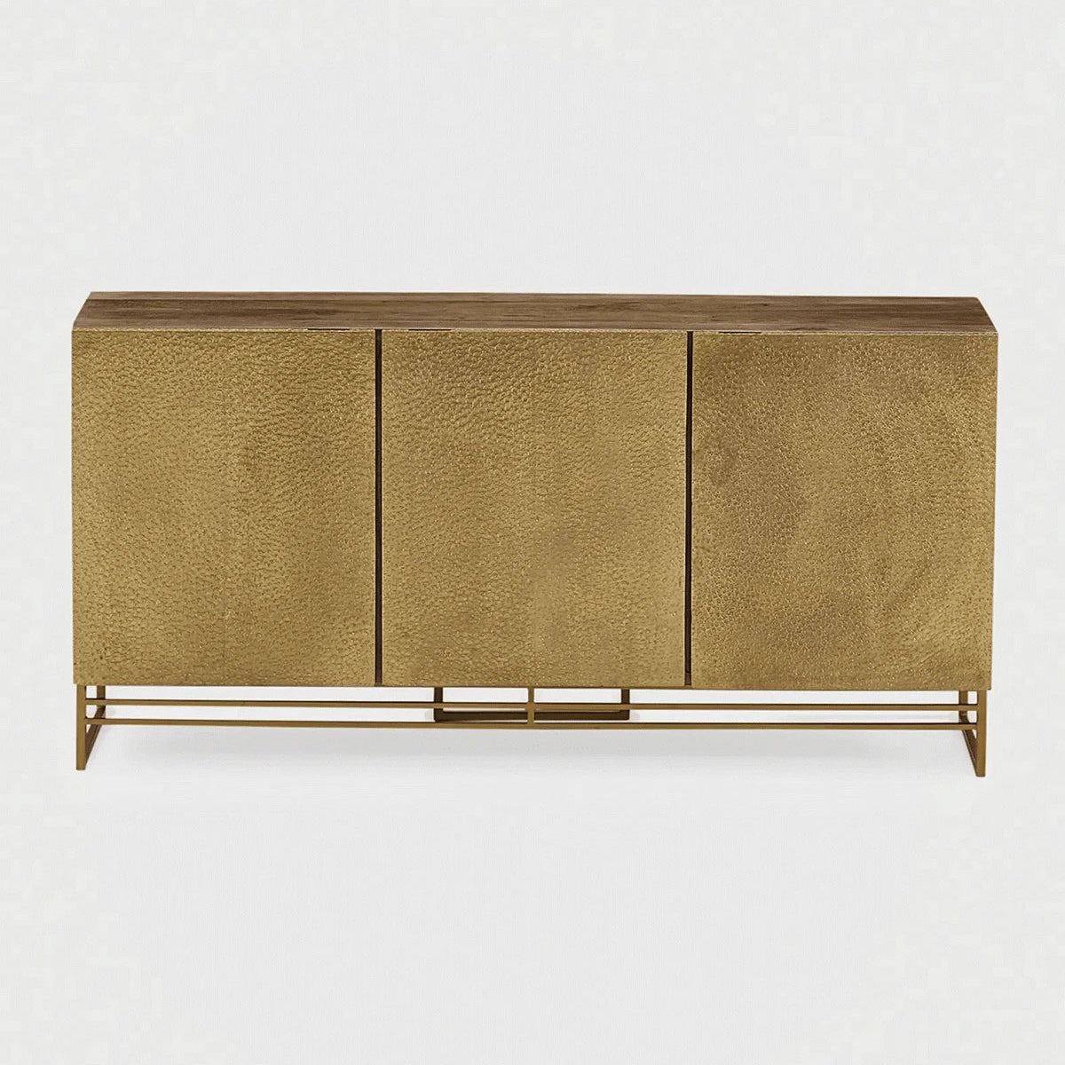 Contemporary Brass Console with Handcrafted Texture