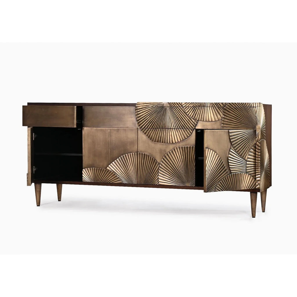 Luxe Leaf Brass Mounted Console