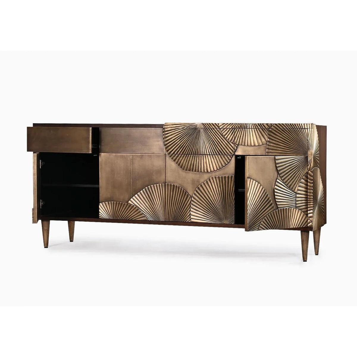 Luxe Leaf Brass Mounted Console