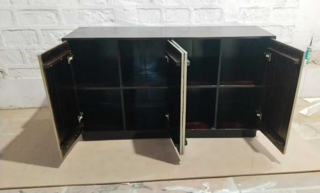 Double Door Cabinet with White Metal Mounted
