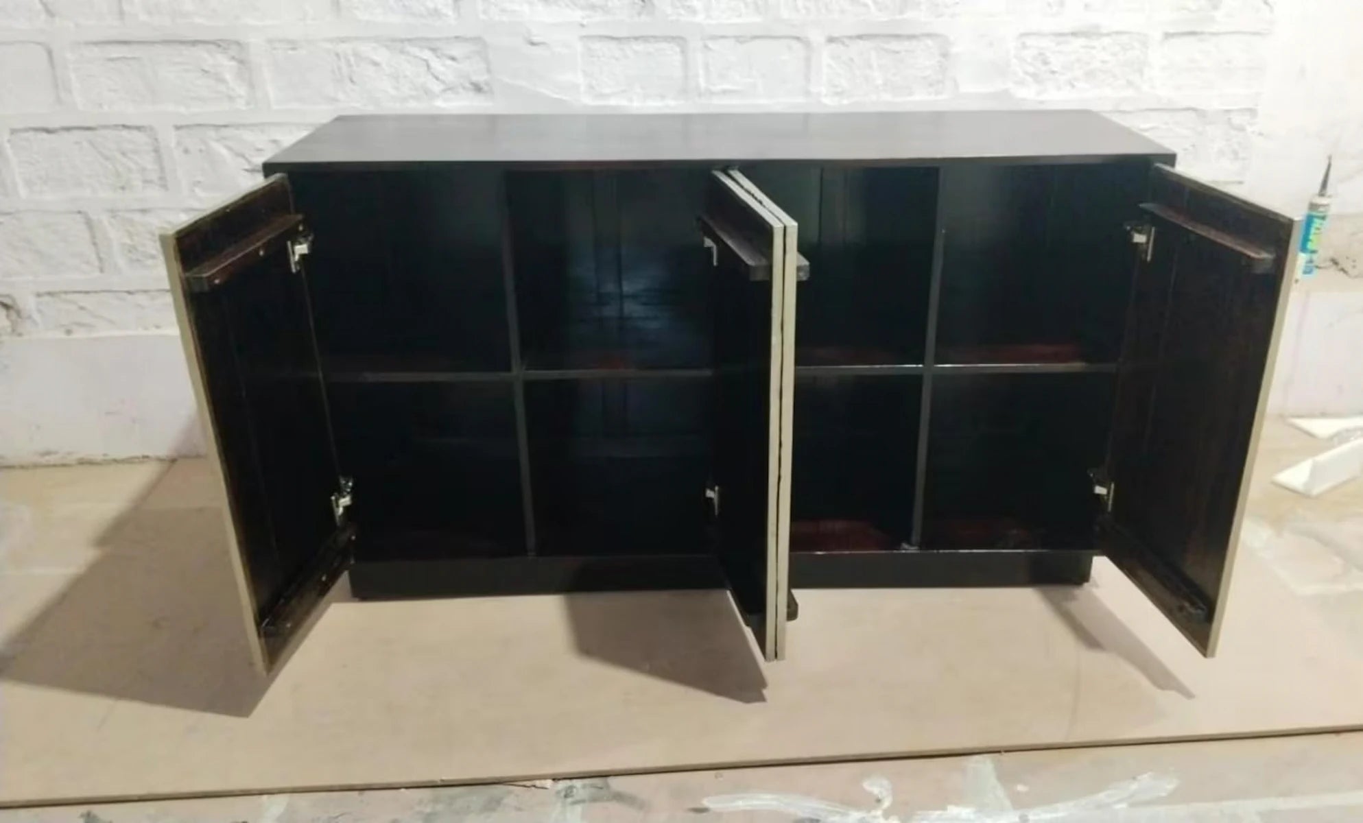 Double Door Cabinet with White Metal Mounted
