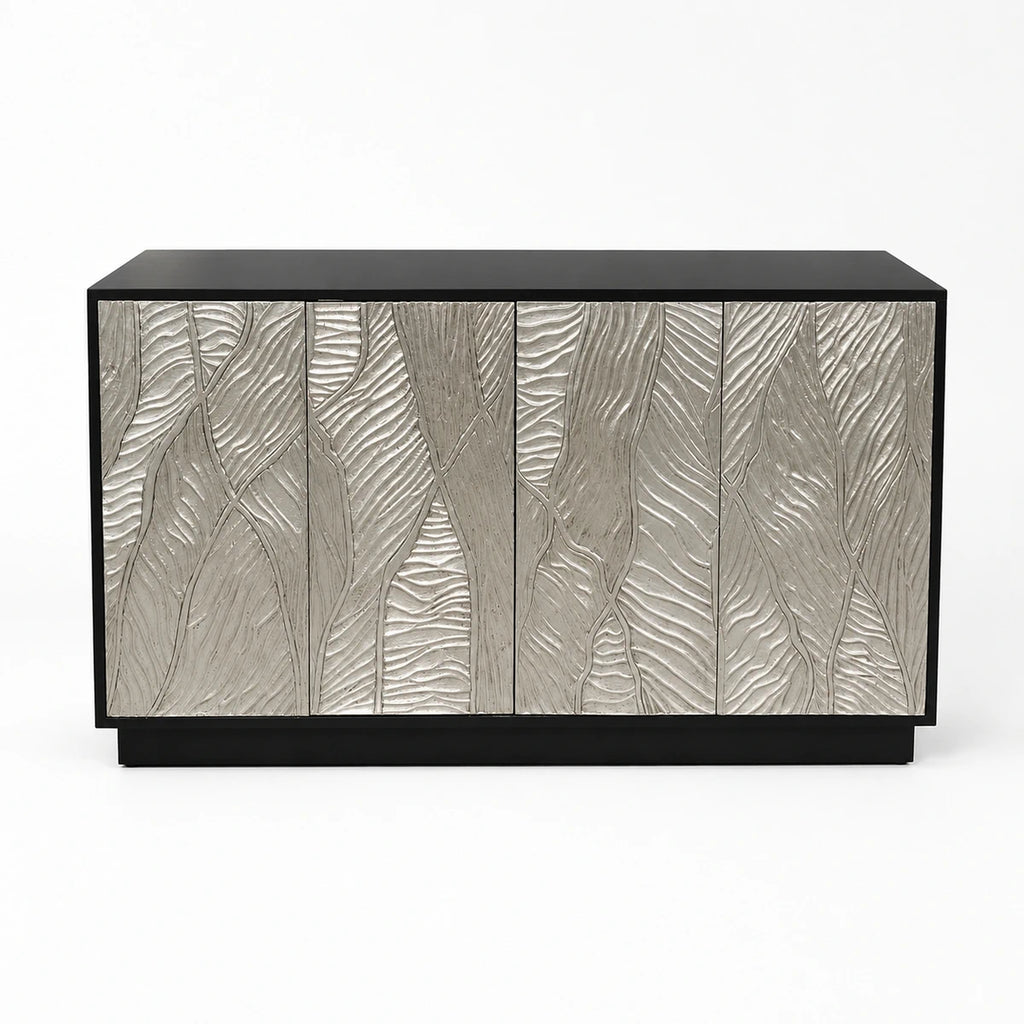 Double Door Cabinet with White Metal Mounted