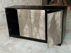 Double Door Cabinet with White Metal Mounted