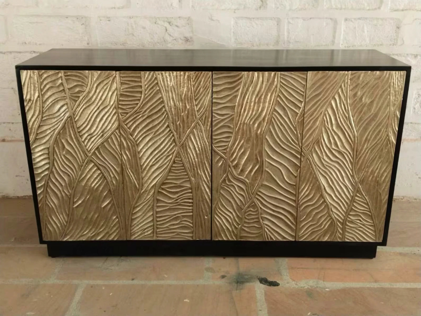 Double Door Cabinet with White Metal Mounted