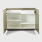 Contemporary White Metal Mounted Buffet Cabinet