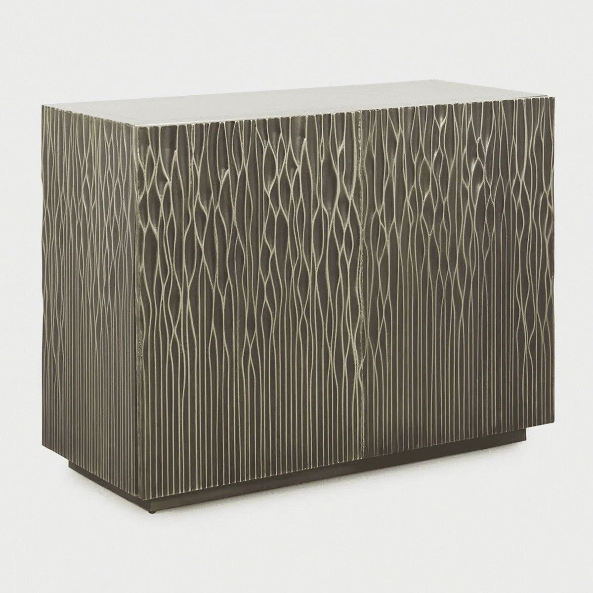 Contemporary White Metal Mounted Buffet Cabinet