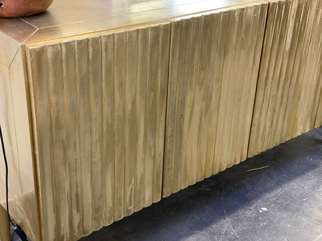 Textured Brass Mounted lining Buffet Cabinet