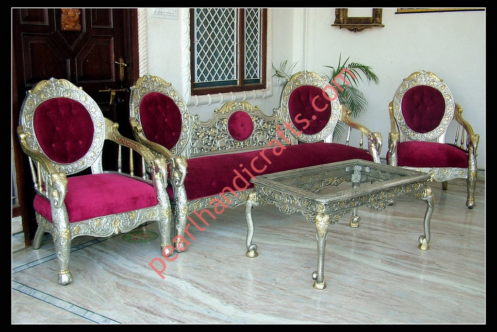 Silver / Metal Sofa Set 006