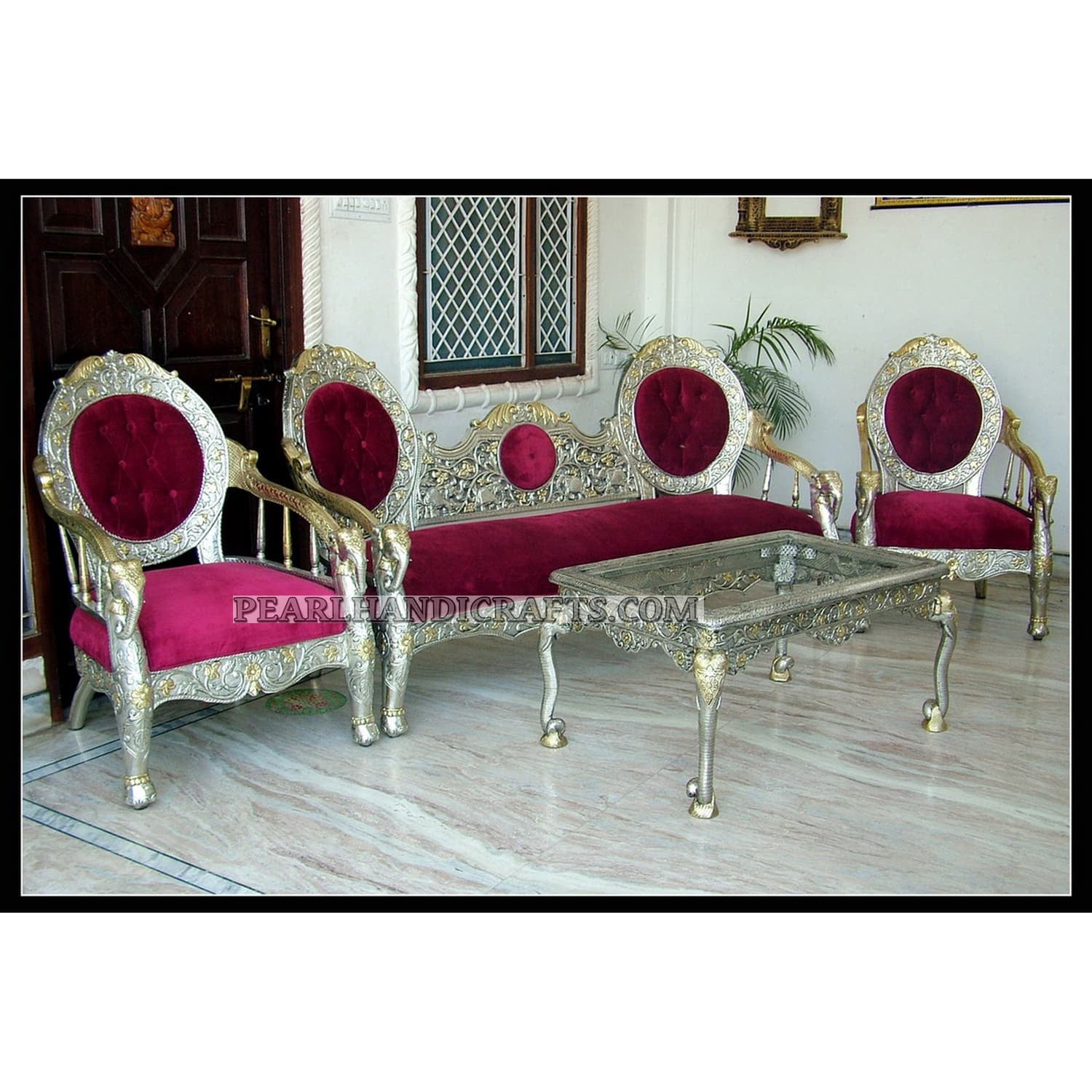 Silver / Metal Sofa Set 006