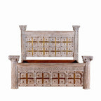 Solid Carved Pillar Ethnic BED 049