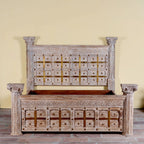 Solid Carved Pillar Ethnic BED 049