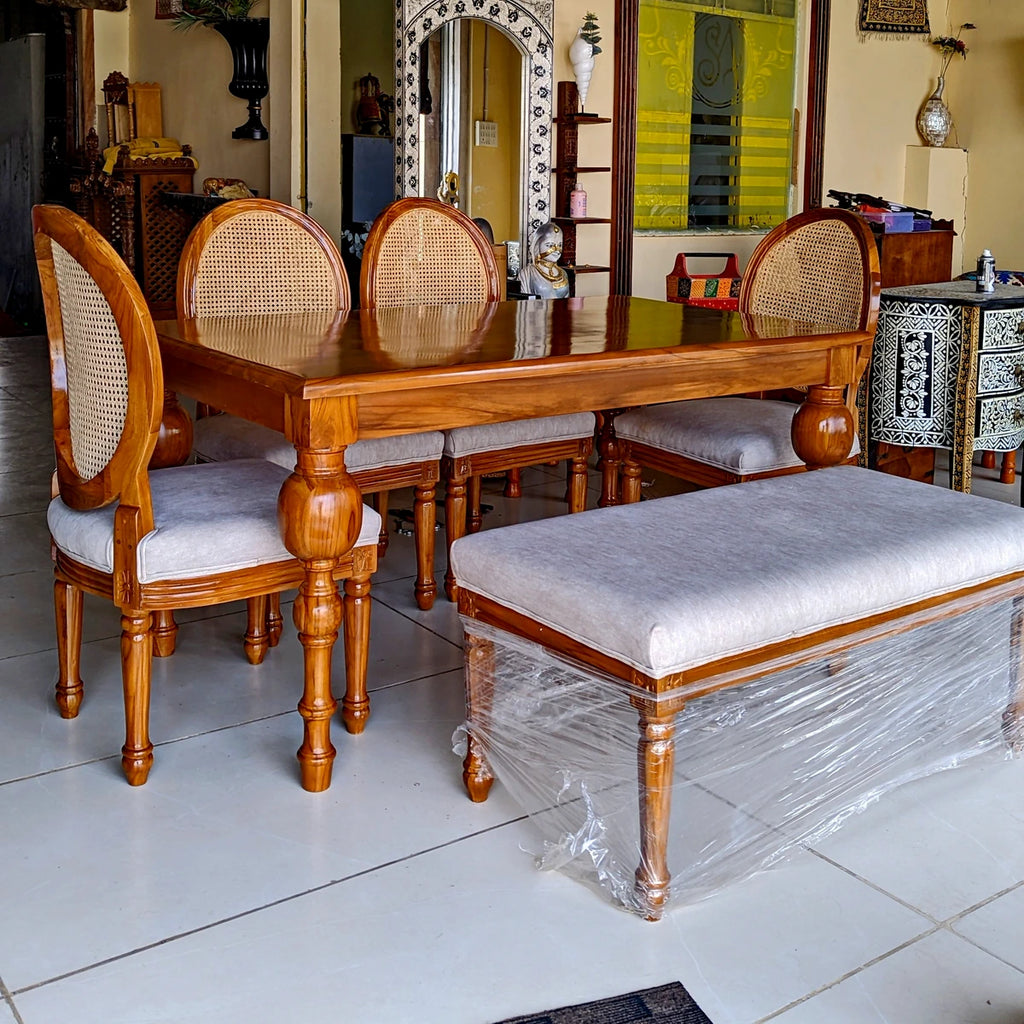 Gujrati rattan dining Table with 6 Chairs CRVDIN024