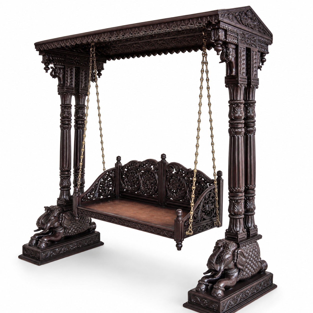 Elephant Double Pillar Teak Swing 022