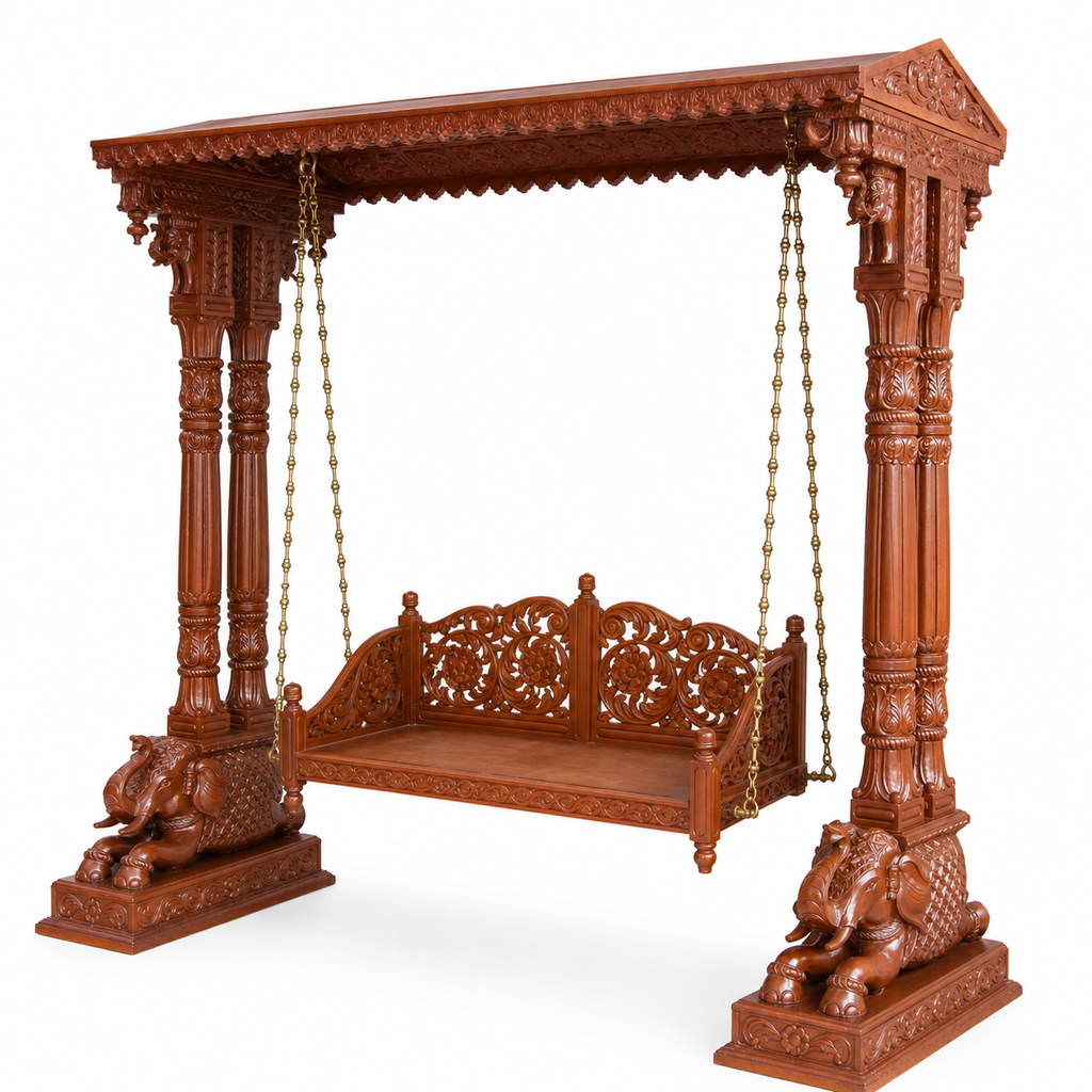 Elephant Double Pillar Teak Swing 022