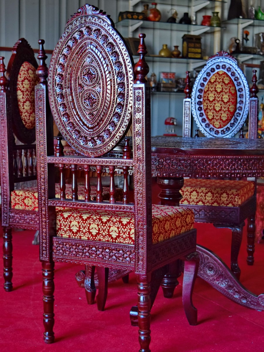 Jaisalmer fine carved dining teak chair