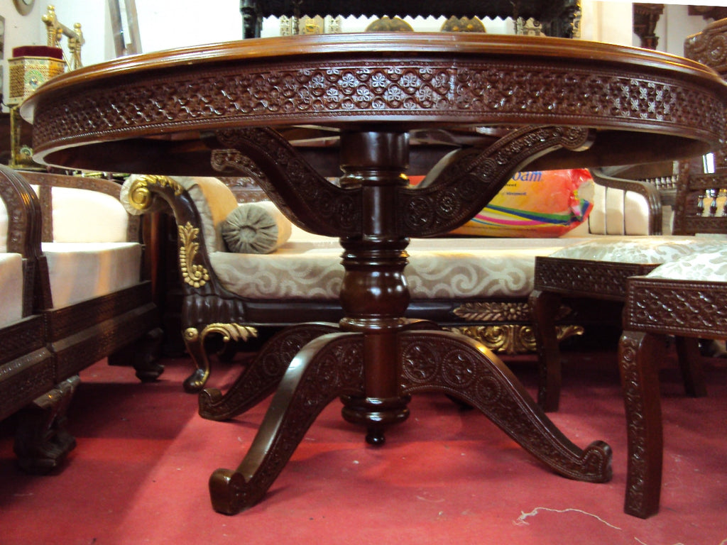 Teak Wood  Flower Shape Dining- 023