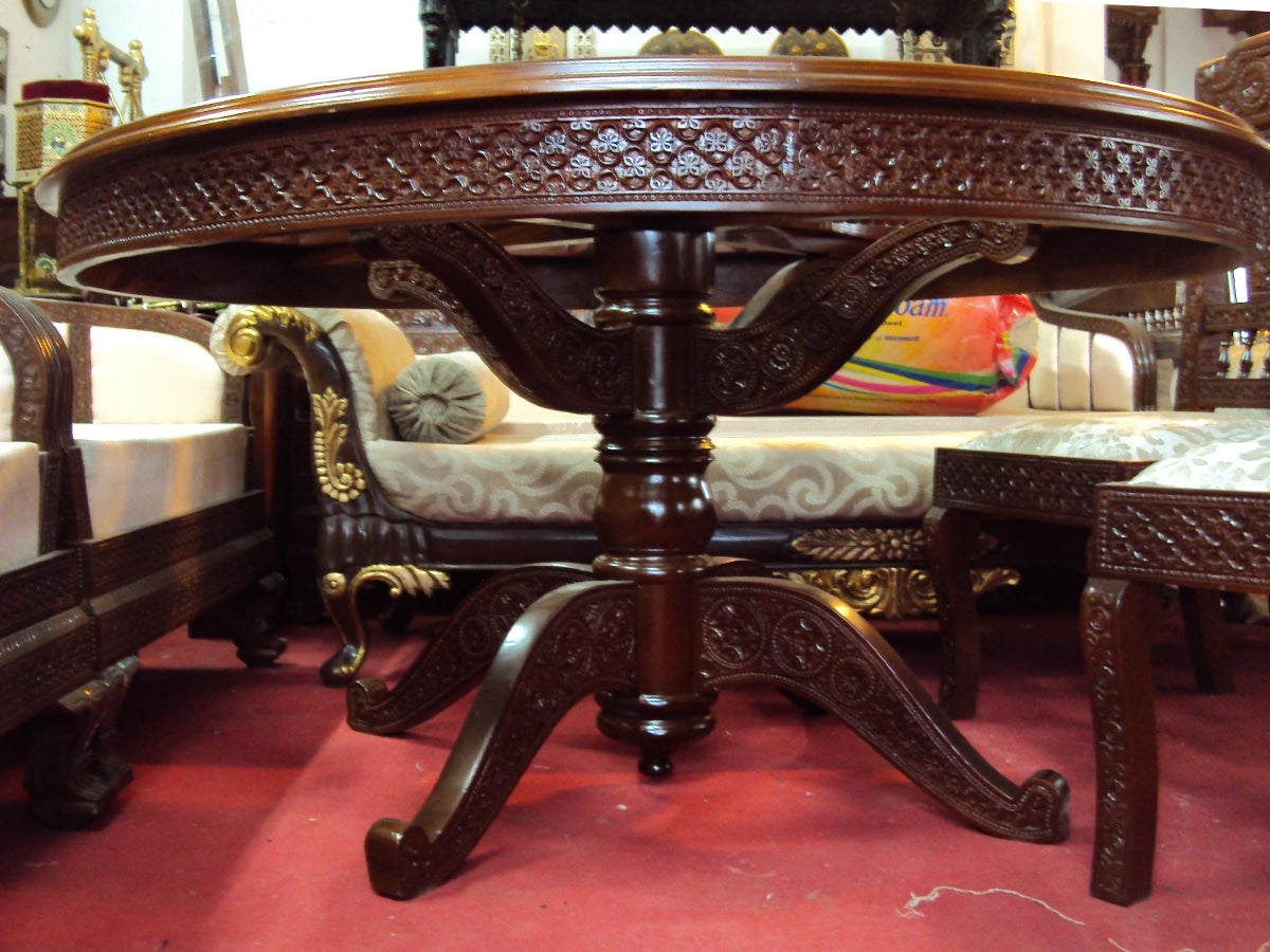 Teak Wood  Flower Shape Dining- 023