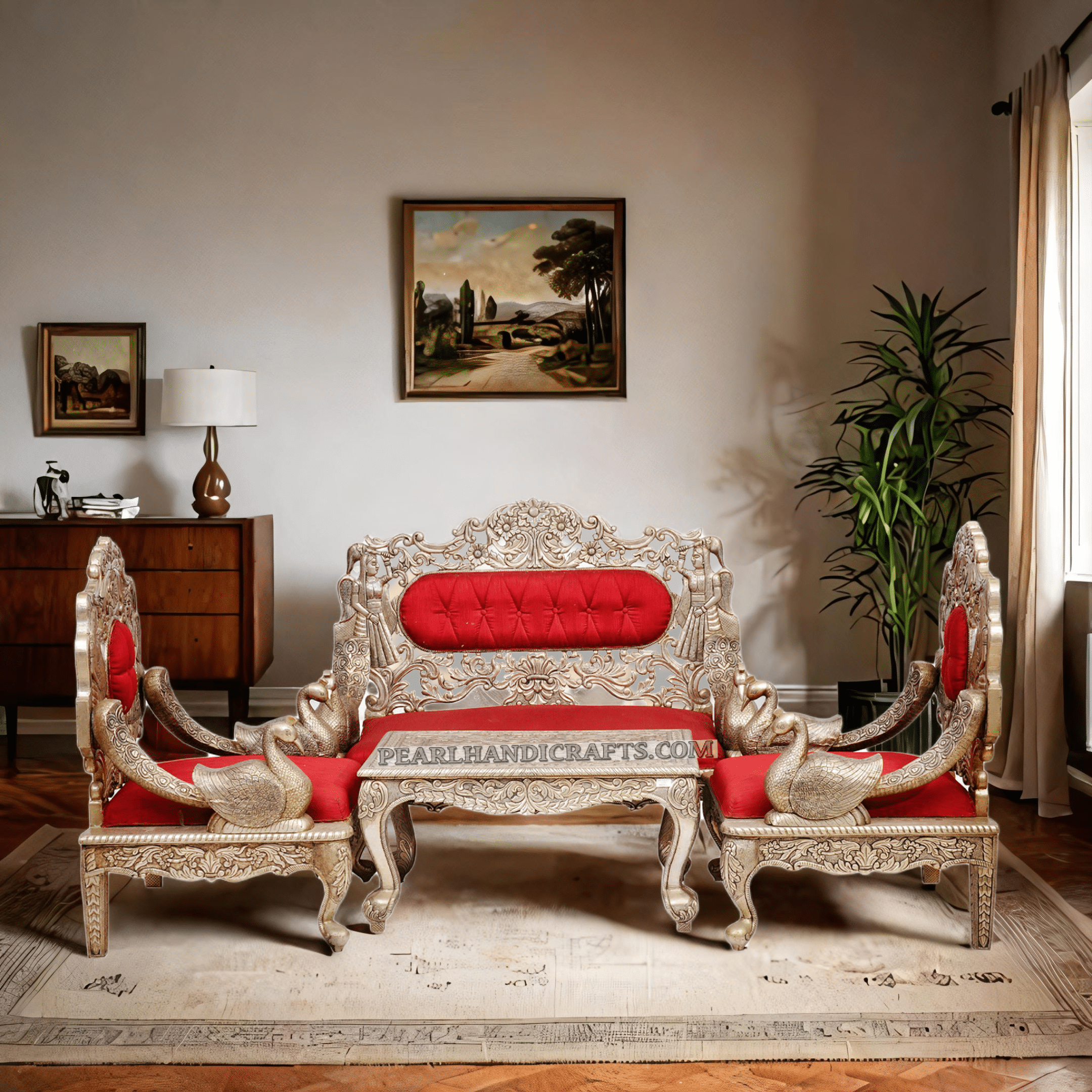 Silver/ Metal Peacock Sofa