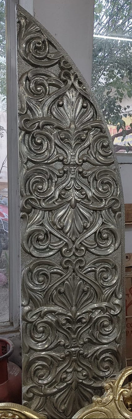 Majestic Silver Mounted Teak Wood Temple Door 049