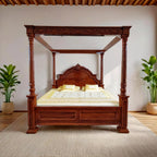 Canopy Bed with carved arced head.