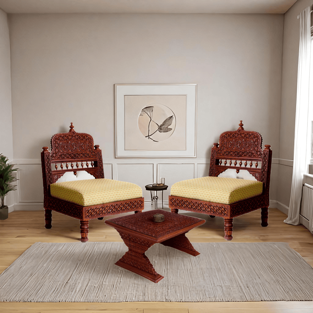 Perkota Back Rajwadi Teak Sofa
