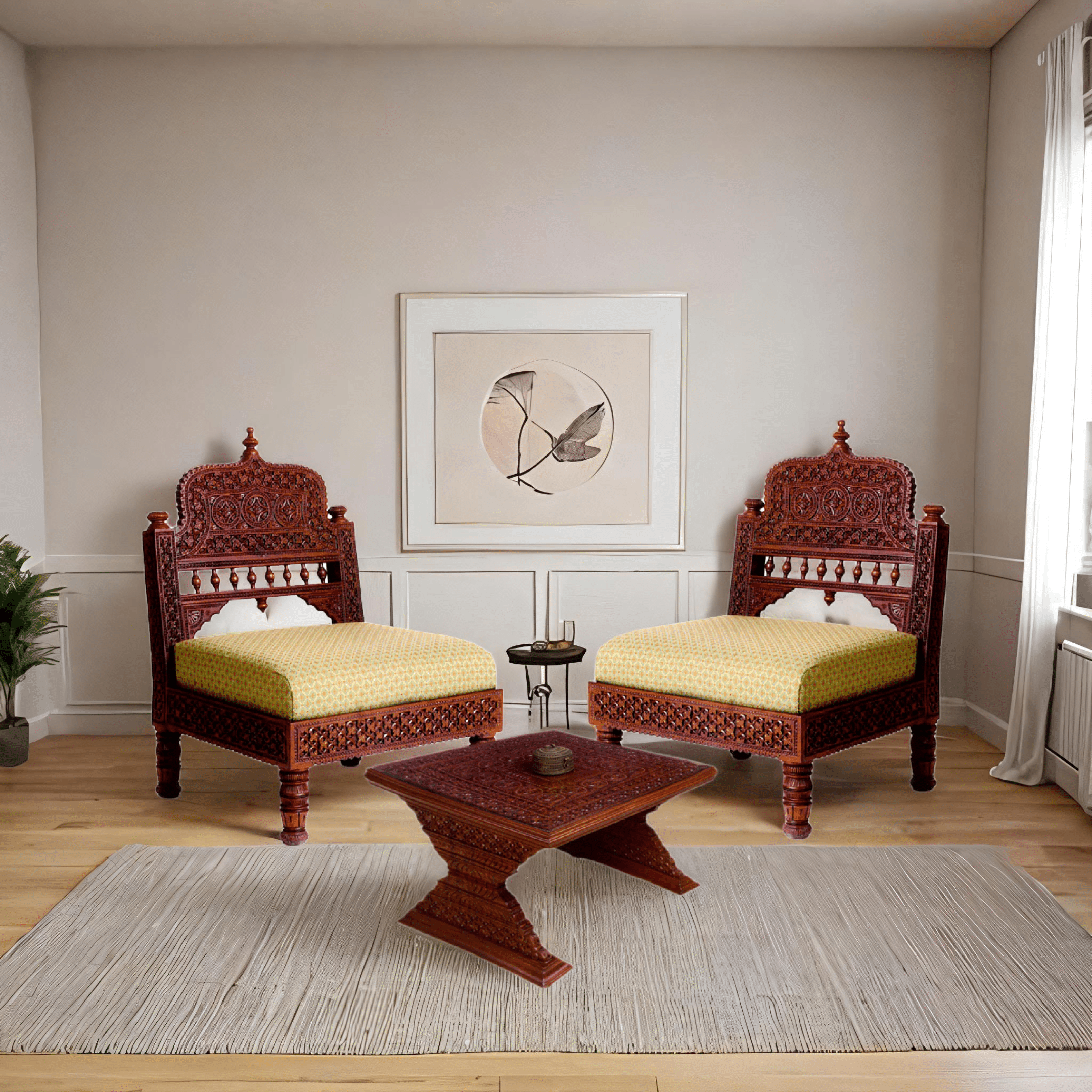 Perkota Back Rajwadi Teak Sofa